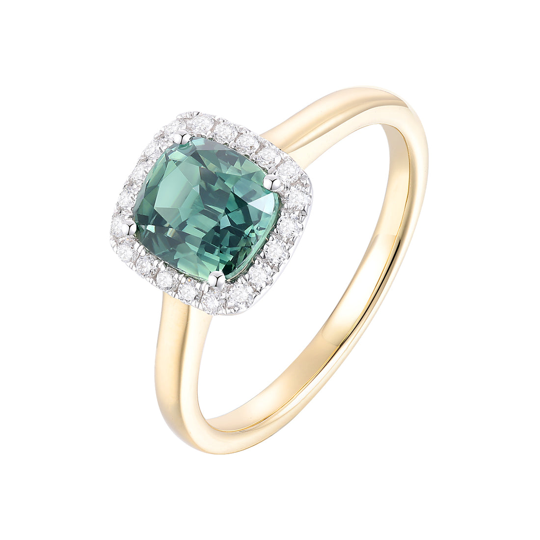 Green Sapphire and Diamond Ring