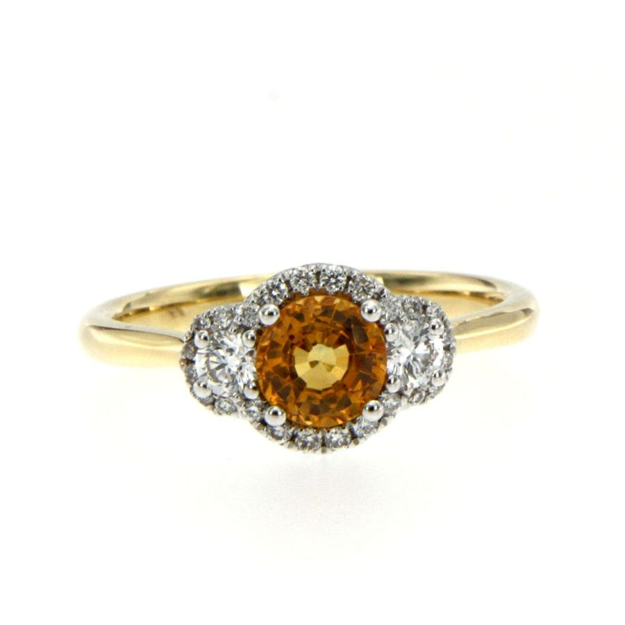 Yellow Sapphire and Diamond Ring