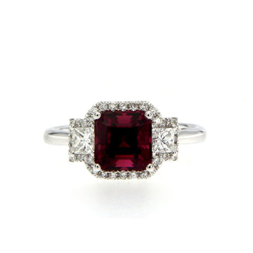 Rubellite and Diamond Ring