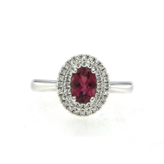 Rubellite and Diamond Ring