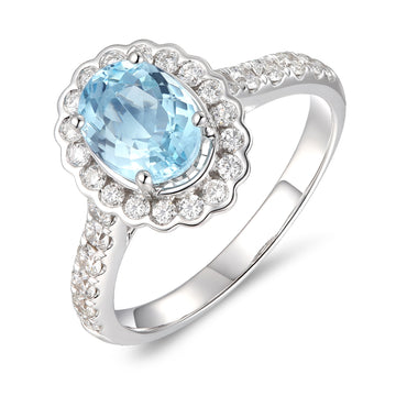 Aquamarine and Diamond Ring
