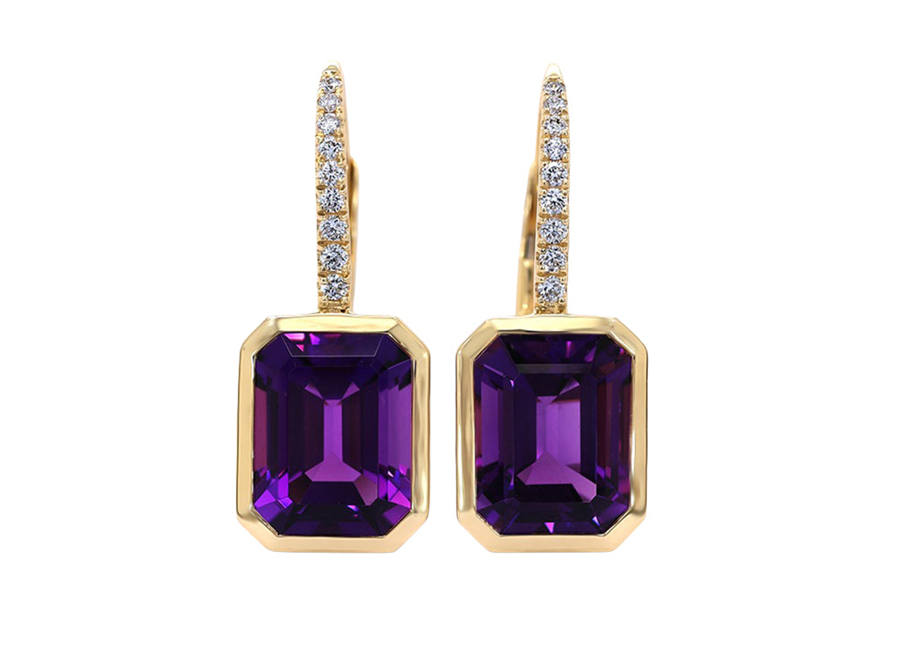 Amethyst and Diamond Earrings