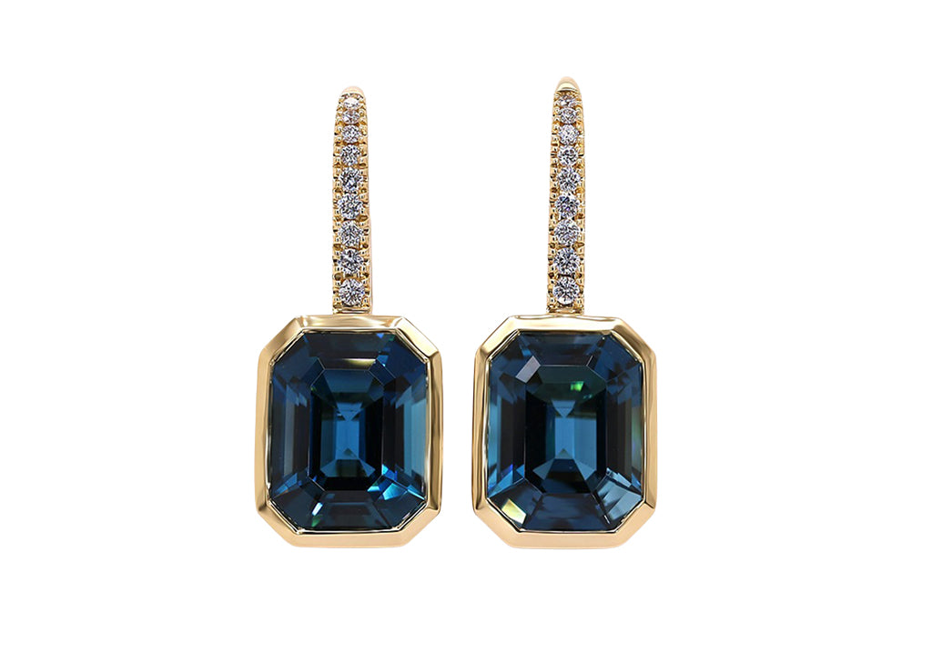 Blue Topaz and Diamond Earrings