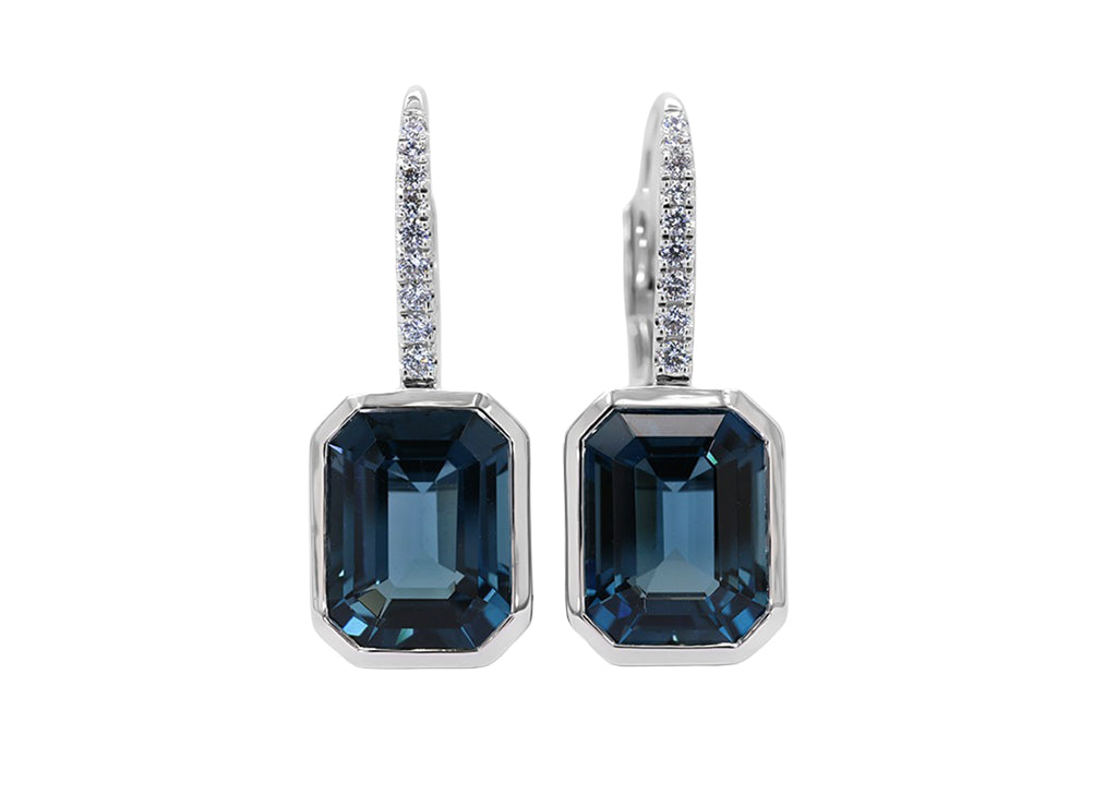 Blue Topaz and Diamond Earrings