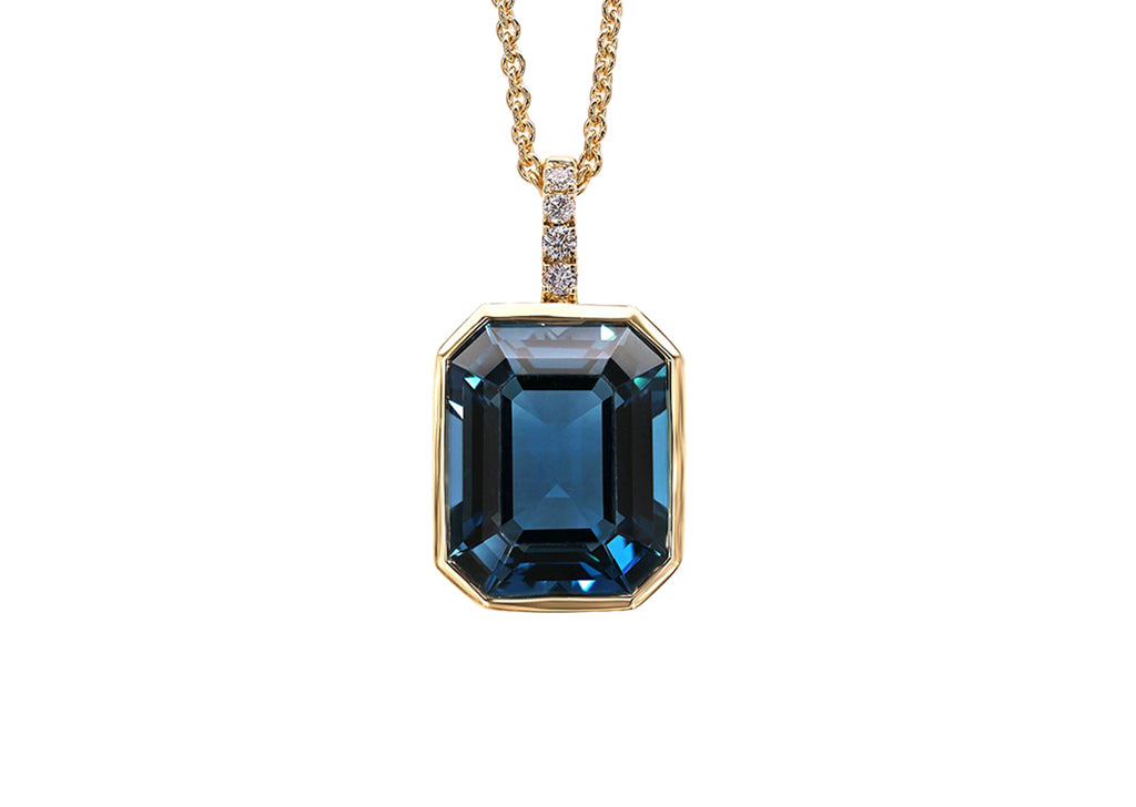Blue Topaz and Diamond Pendant