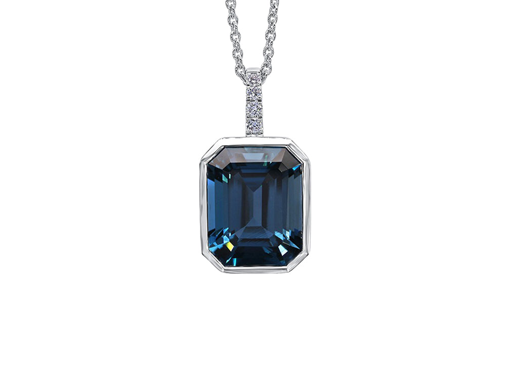 Blue Topaz and Diamond Pendant