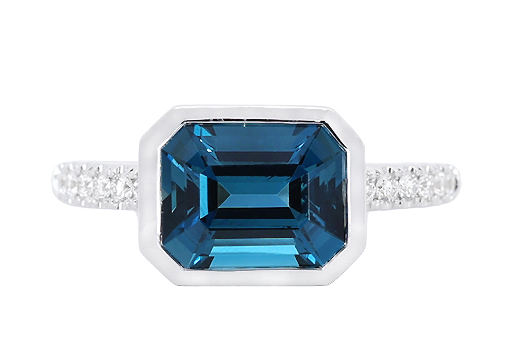 Blue Topaz and Diamond Ring