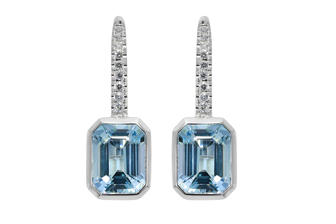 Aquamarine and Diamond Earrings