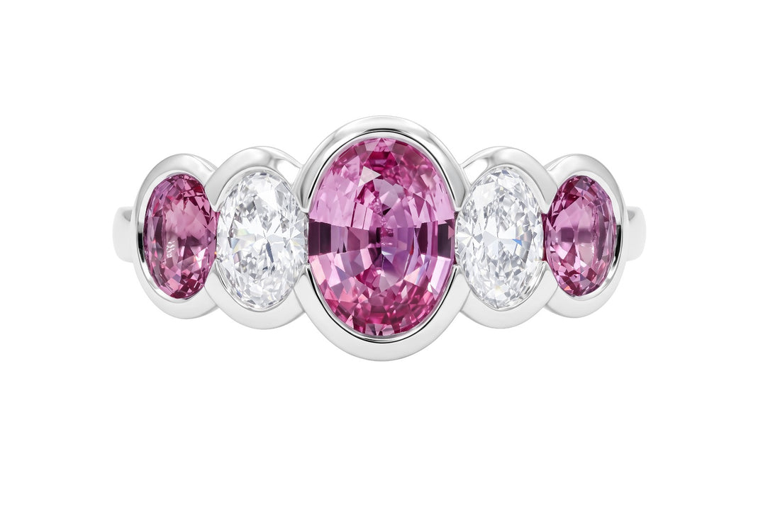 Pink Sapphire and Diamond Ring