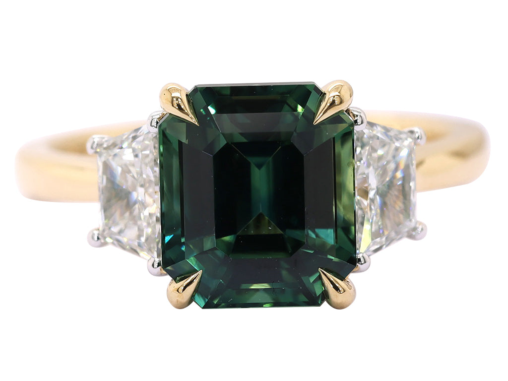 Green Sapphire and Diamond Ring