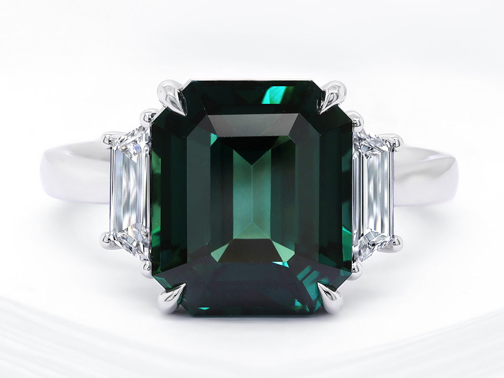 Green Sapphire and Diamond Ring