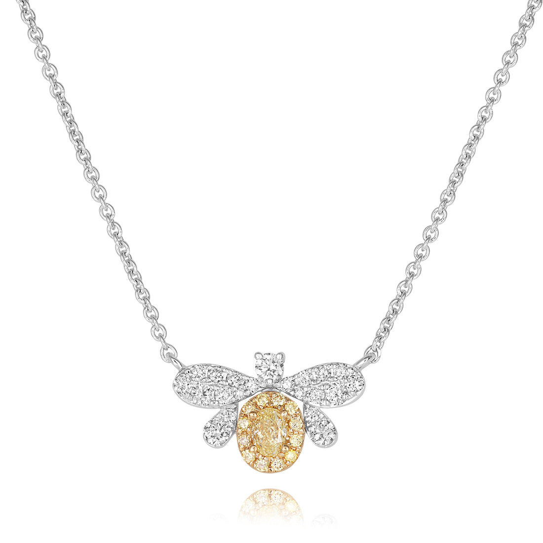 Yellow Diamond and Diamond Necklace