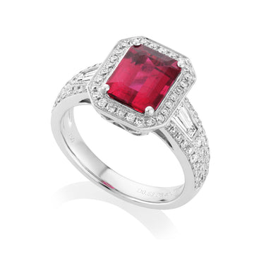 Rubellite and Diamond Ring