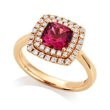 Rubellite and Diamond Ring