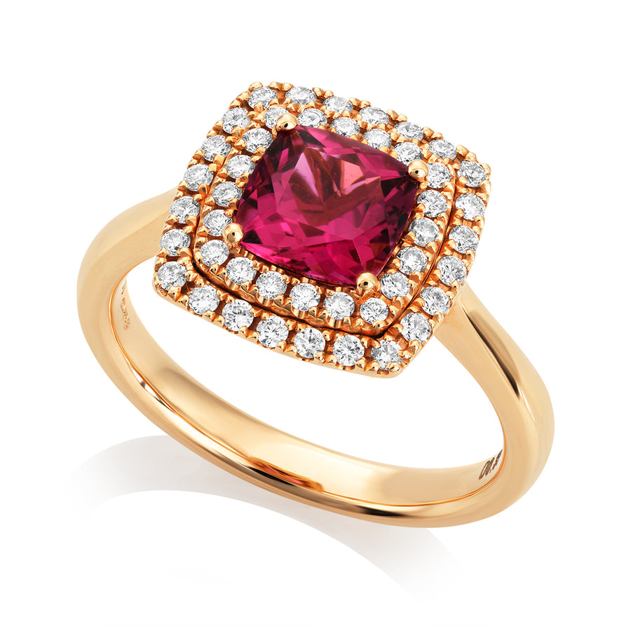 Rubellite and Diamond Ring