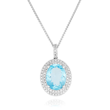 Aquamarine and Diamond Pendant
