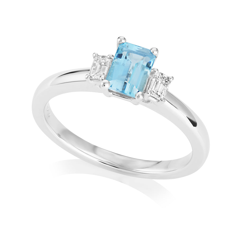 Aquamarine and Diamond Ring