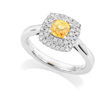 Yellow Sapphire and Diamond Ring