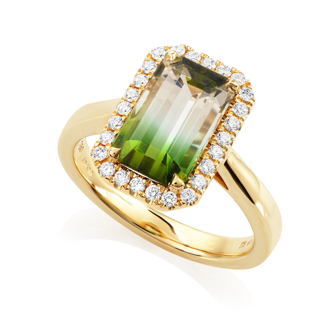 Watermelon Tourmaline and Diamond Ring