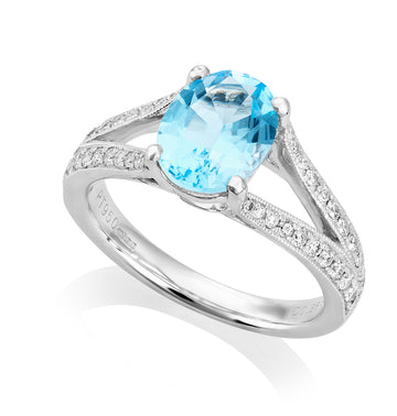 Blue Topaz and Diamond Ring