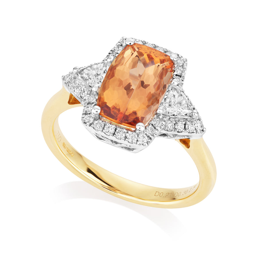 Imperial Topaz and Diamond Ring