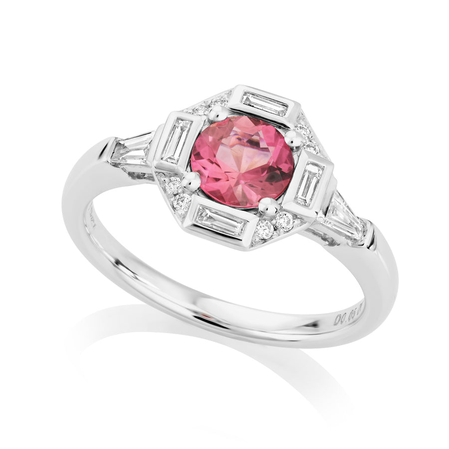 Pink Tourmaline and Diamond Ring