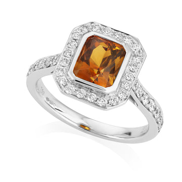 Cognac Tourmaline and Diamond Ring