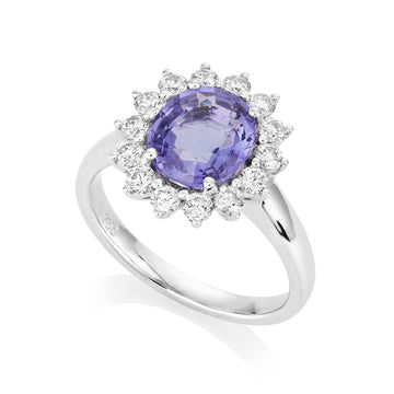 Blue Spinel and Diamond Ring