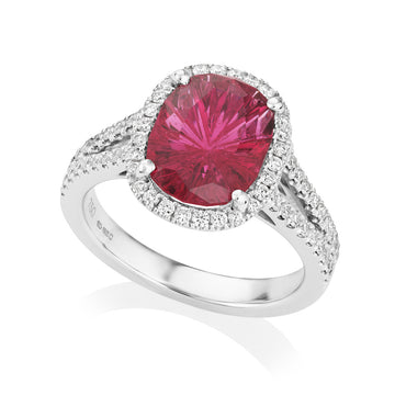 Rubellite and Diamond Ring