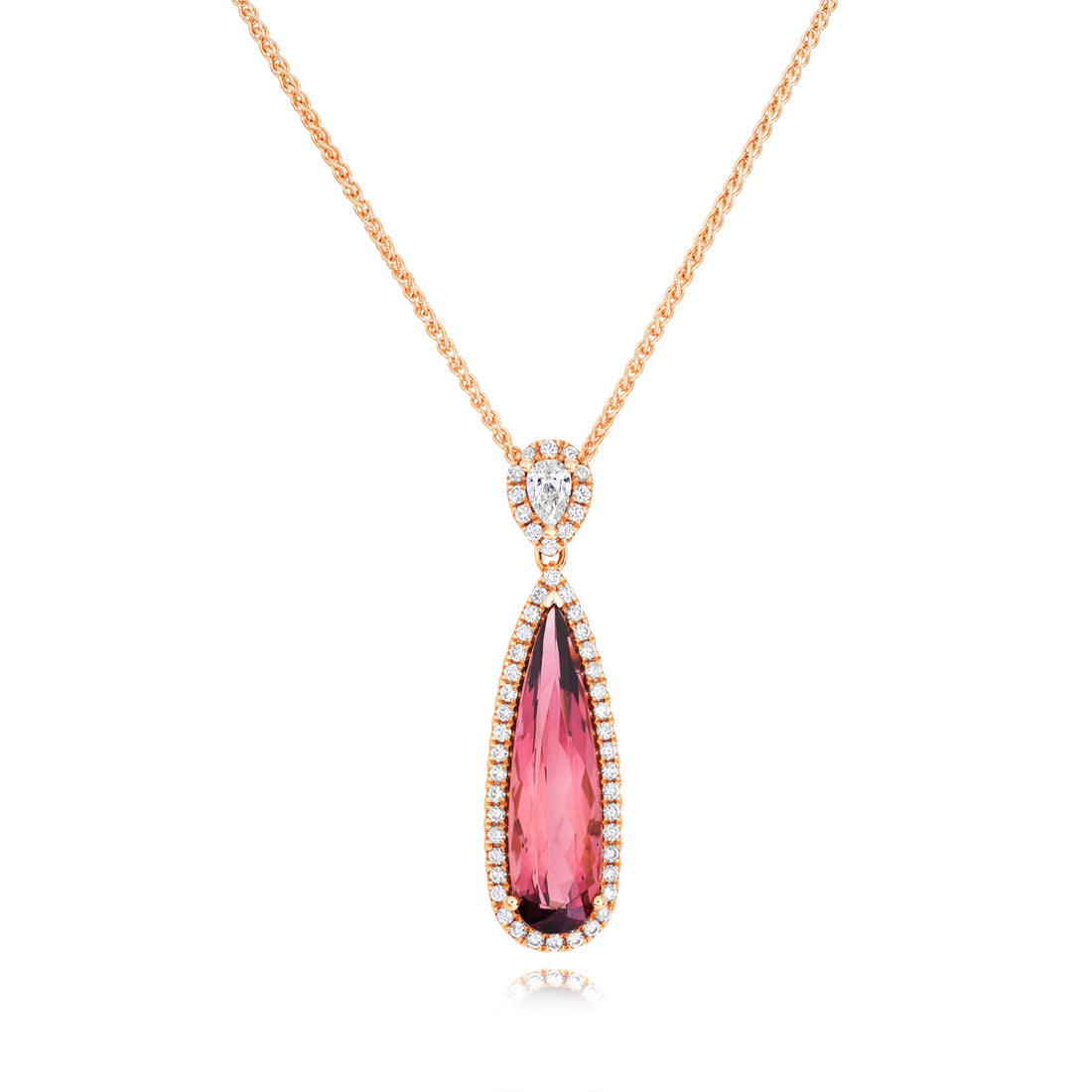 Pink Tourmaline and Diamond Pendant