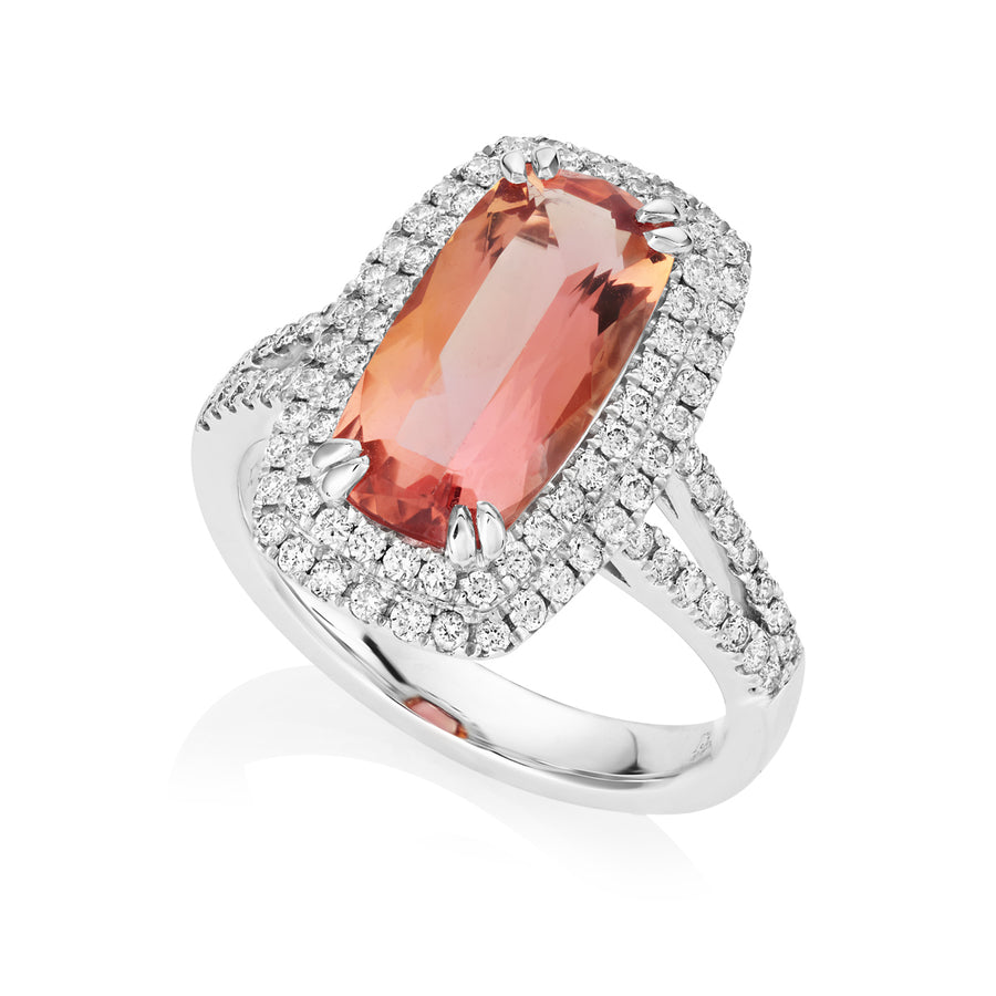 Pink Tourmaline and Diamond Ring