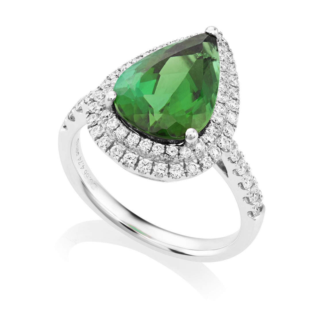 Green Tourmaline and Diamond Ring