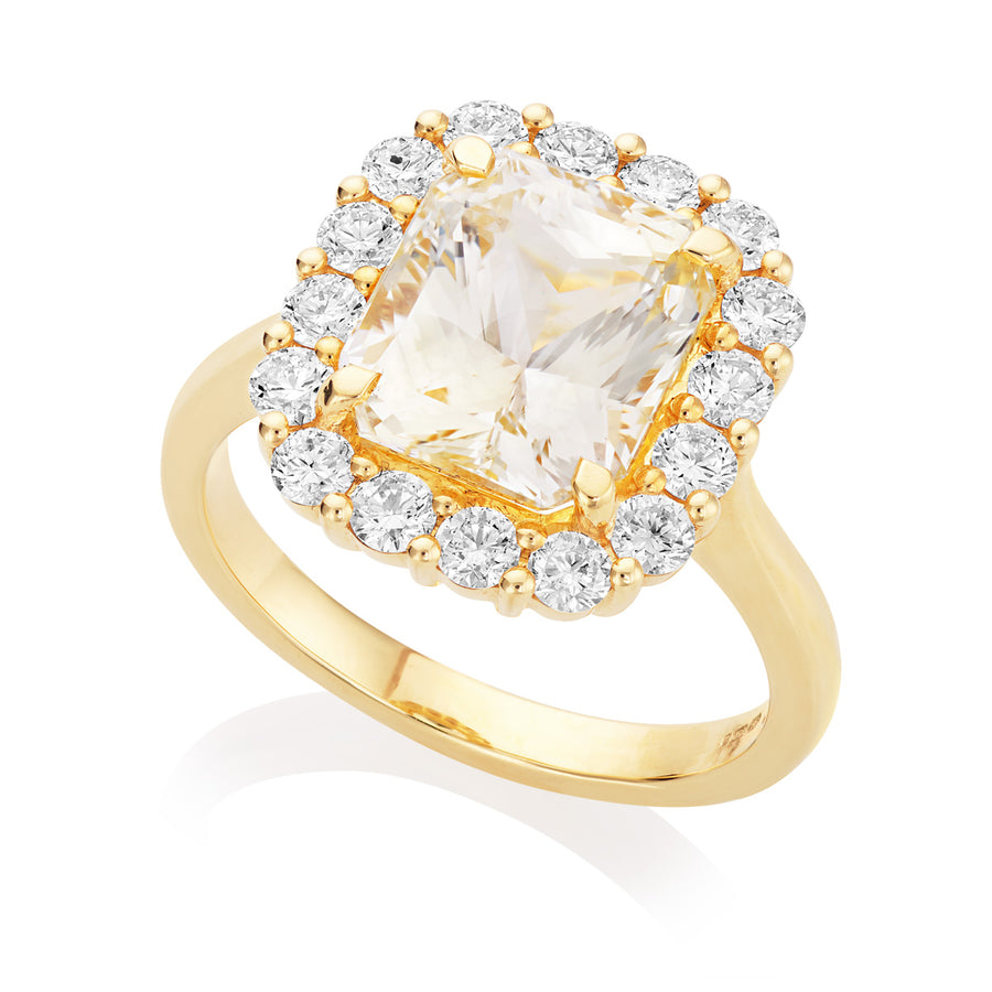 Yellow Sapphire and Diamond Ring