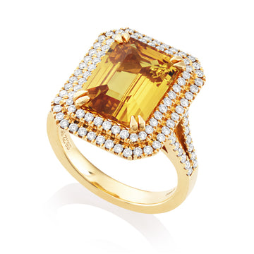 Yellow Sapphire and Diamond Ring