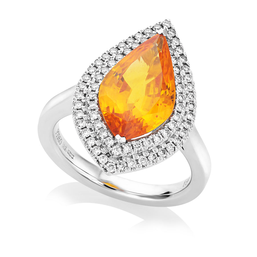 Yellow Sapphire and Diamond Ring