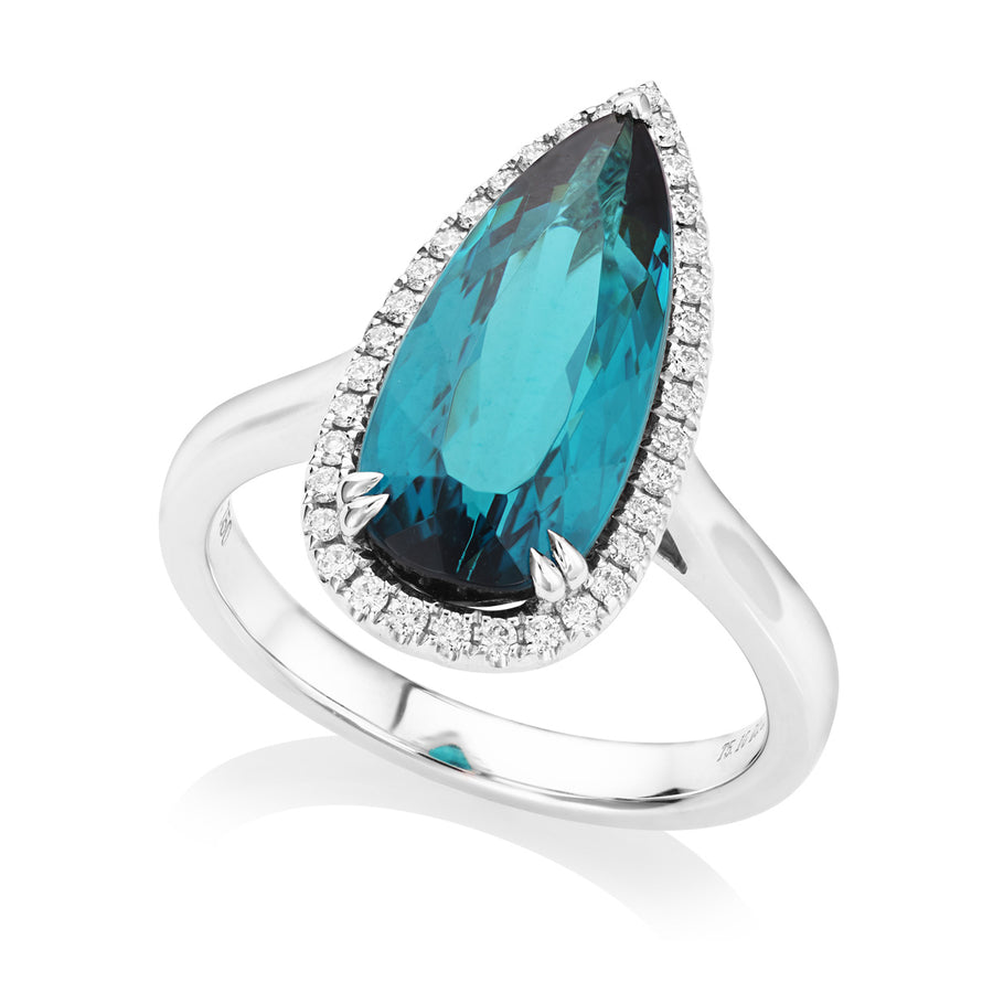 Blue Tourmaline and Diamond Ring