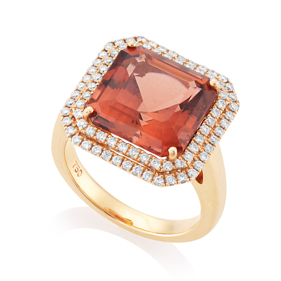 Orange Tourmaline and Diamond Ring