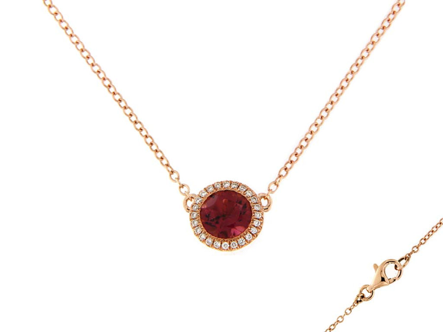 Pink Tourmaline and Diamond Necklace