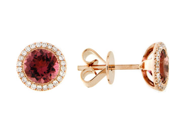 Pink Tourmaline and Diamond Earrings