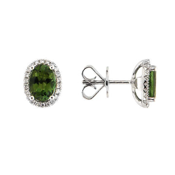 Green Tourmaline and Diamond Earrings