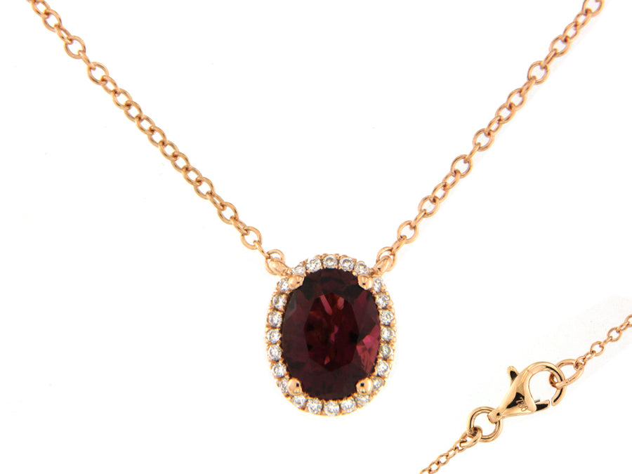 Pink Tourmaline and Diamond Necklace
