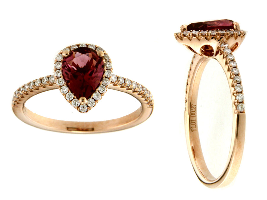 Pink Tourmaline and Diamond Ring