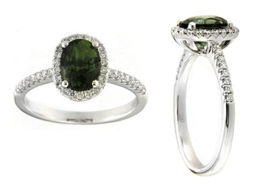 Green Tourmaline and Diamond Ring
