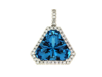 Blue Topaz and Diamond Pendant