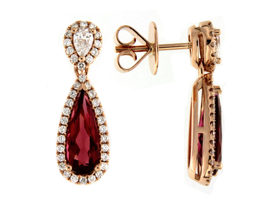 Pink Tourmaline and Diamond Earrings