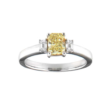 Yellow Diamond and Diamond Ring