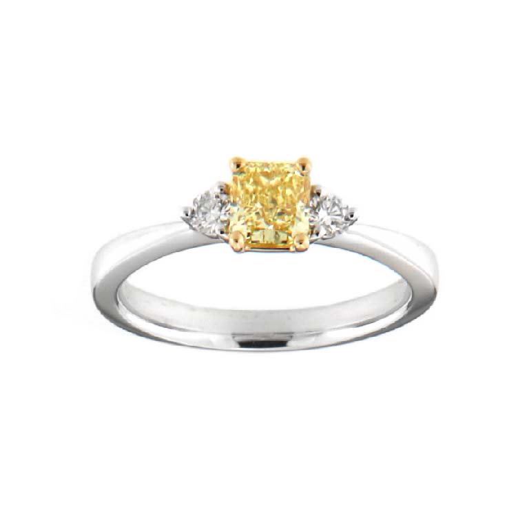 Yellow Diamond and Diamond Ring