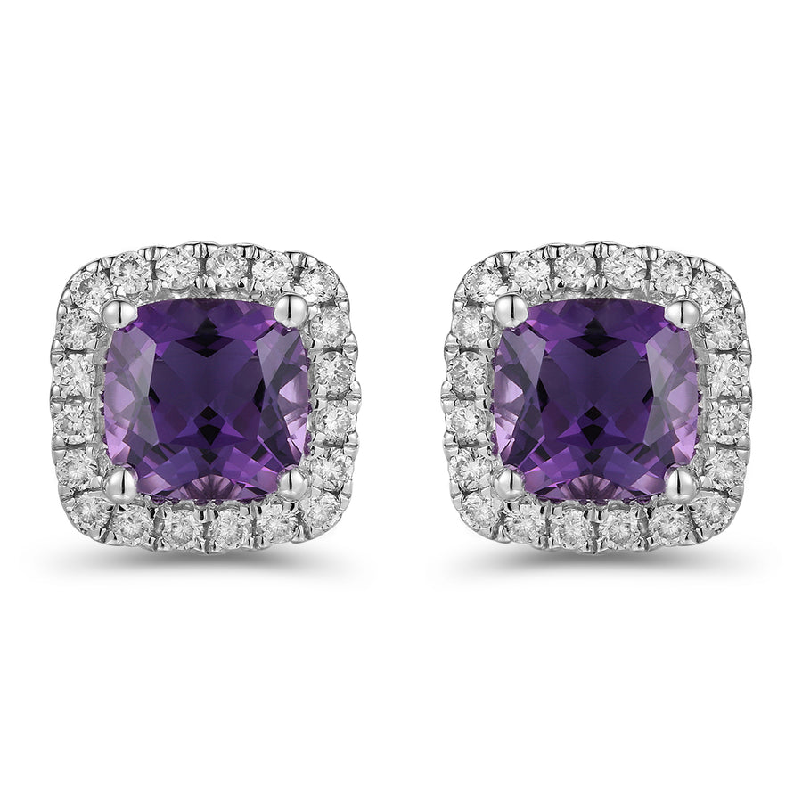 Amethyst and Diamond Earrings