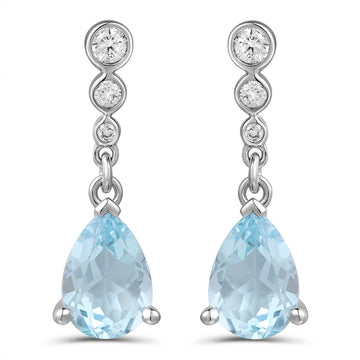 Blue Topaz and Diamond Earrings