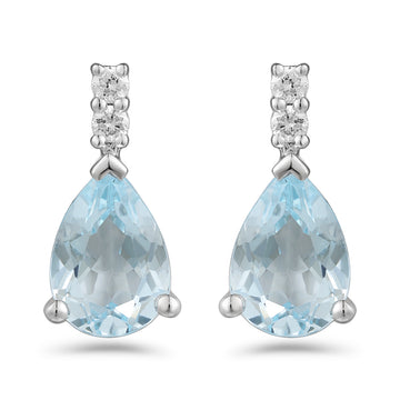 Blue Topaz and Diamond Earrings